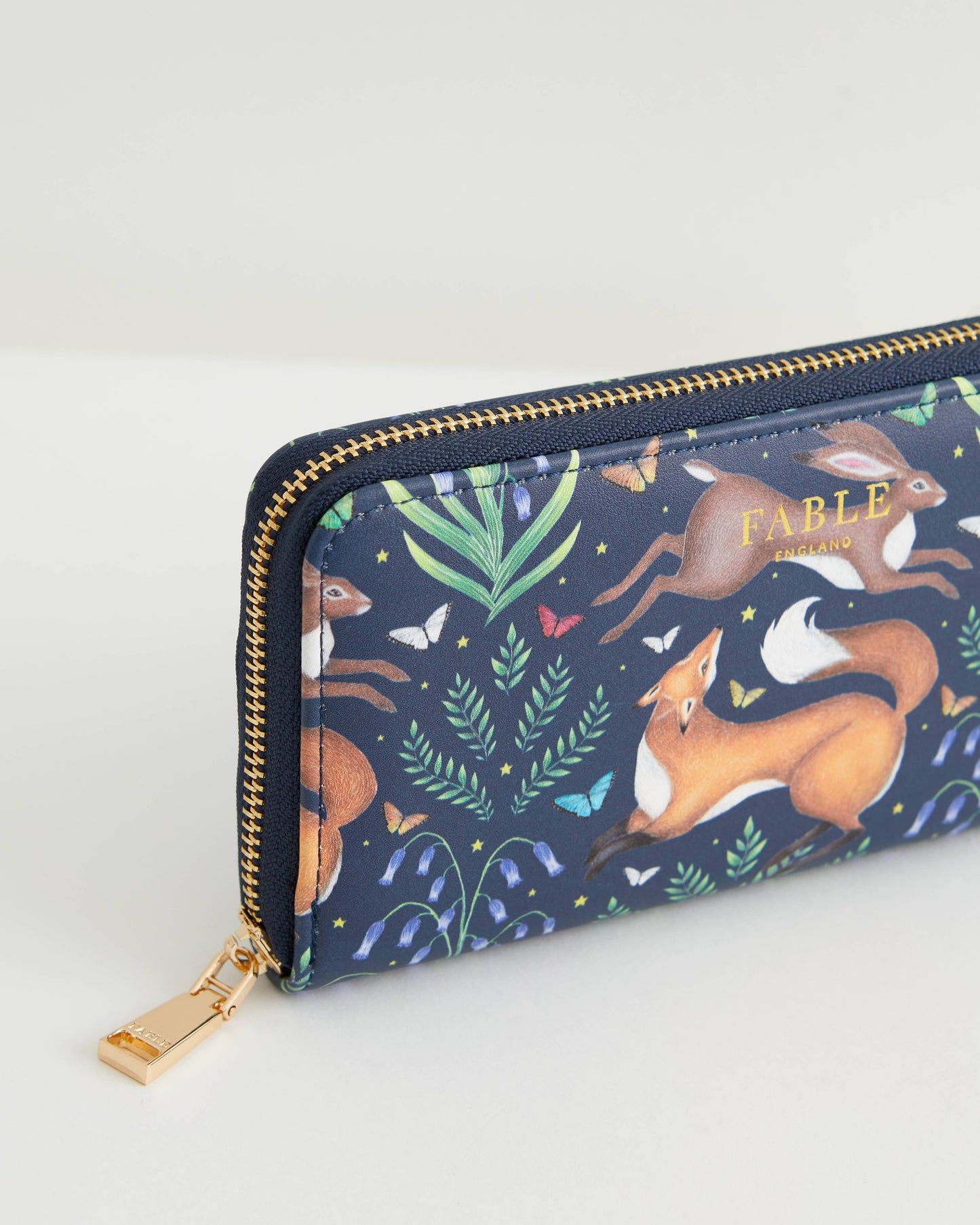 Fable Large Purse Catherine Rowe Navy Fox Rabbit