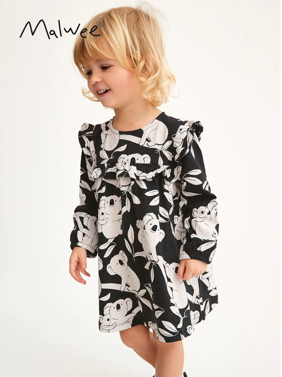 Koala black and white ruffle Dress