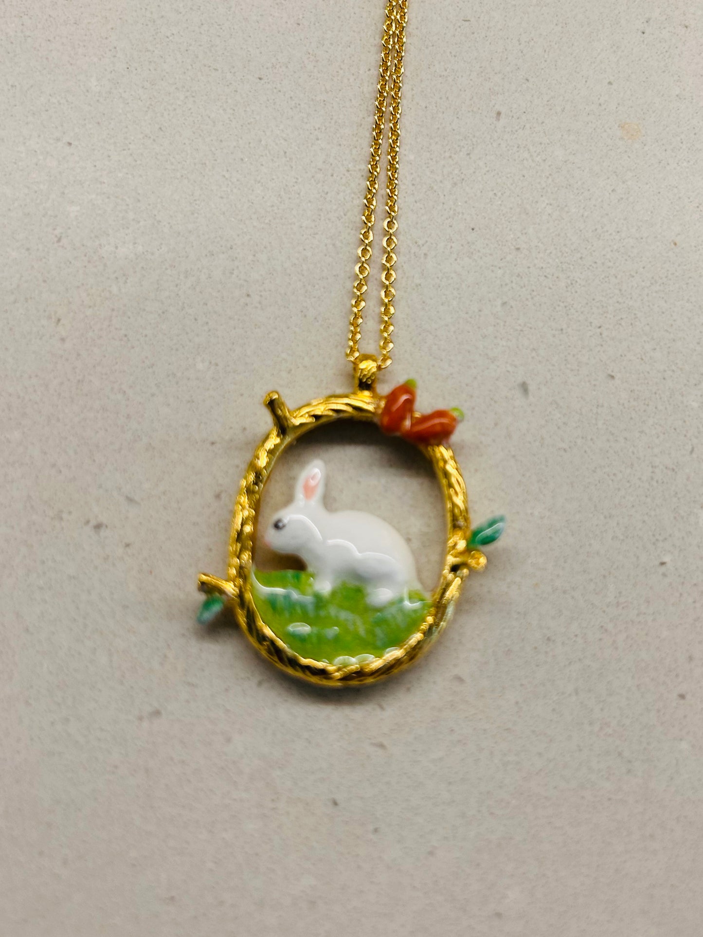 Handmade Bunny Carrot Ring and Necklace