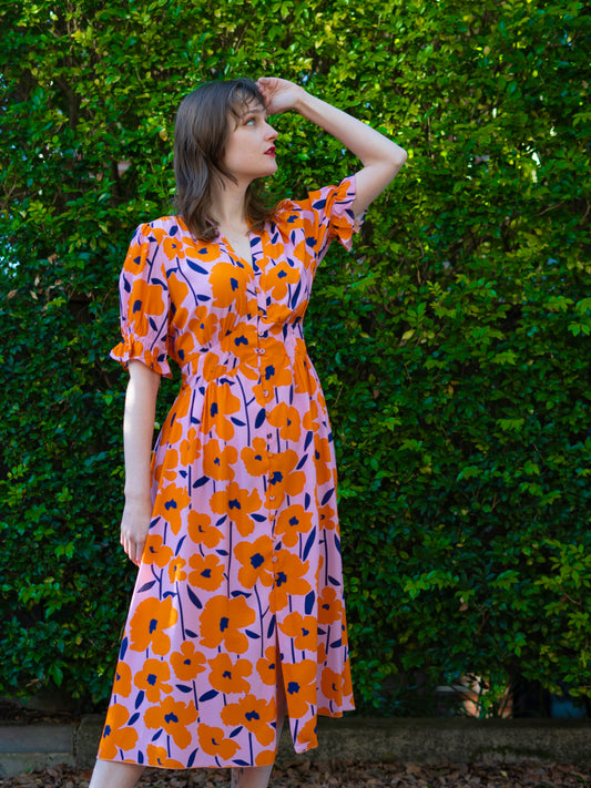 Phoebe Dress - Floral orange