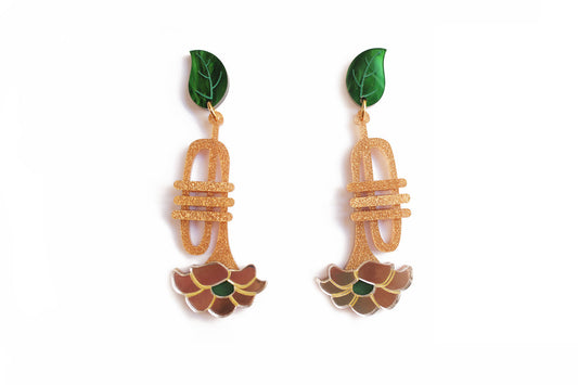 Laliblue Trumpet with Flowers Earrings