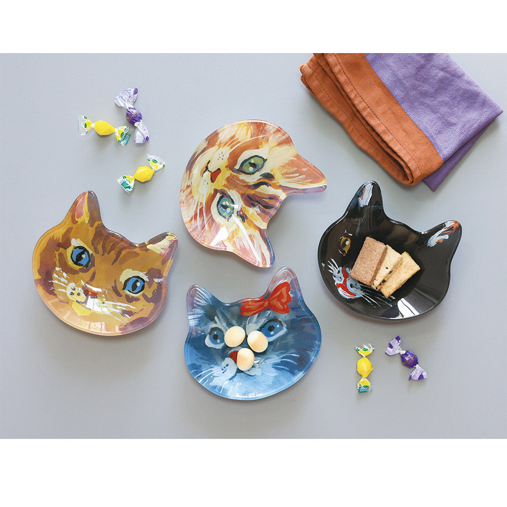 Nathalie Lete Cat face glass plate blue eye