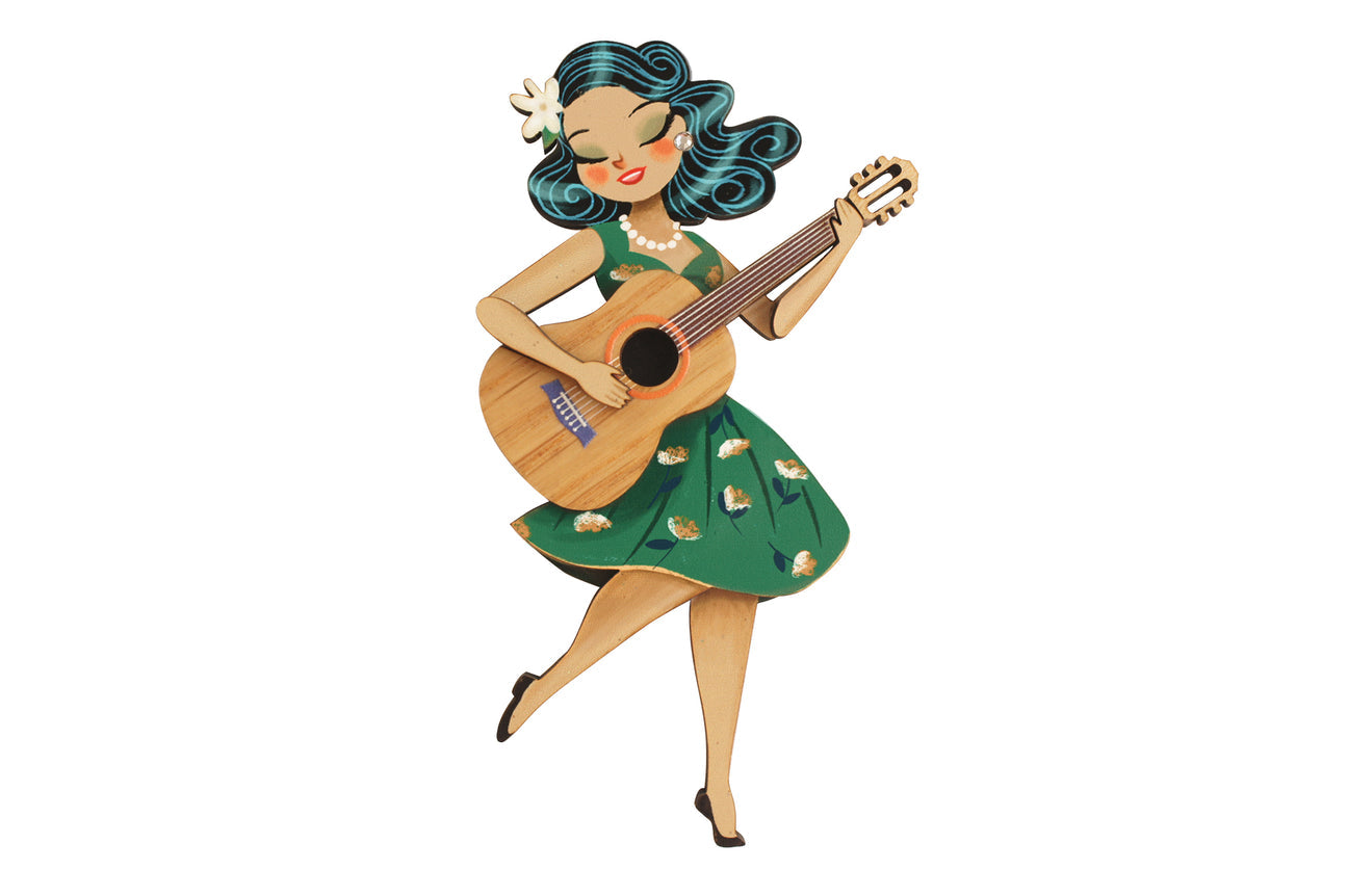 Laliblue Girl playing Guitar Brooch
