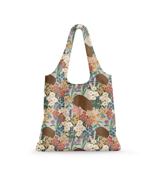 Reusable Shopping Bag – Wombat with Flowers Eco Tote by Suki McMaster