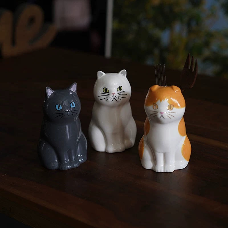 Cat ceramic hand-made Vase