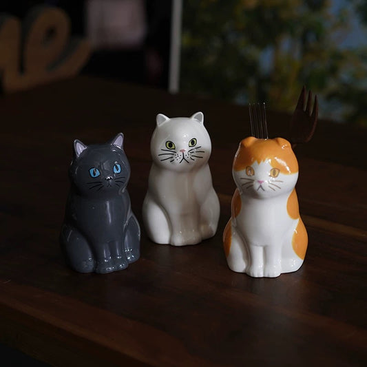 Cat ceramic hand-made Vase