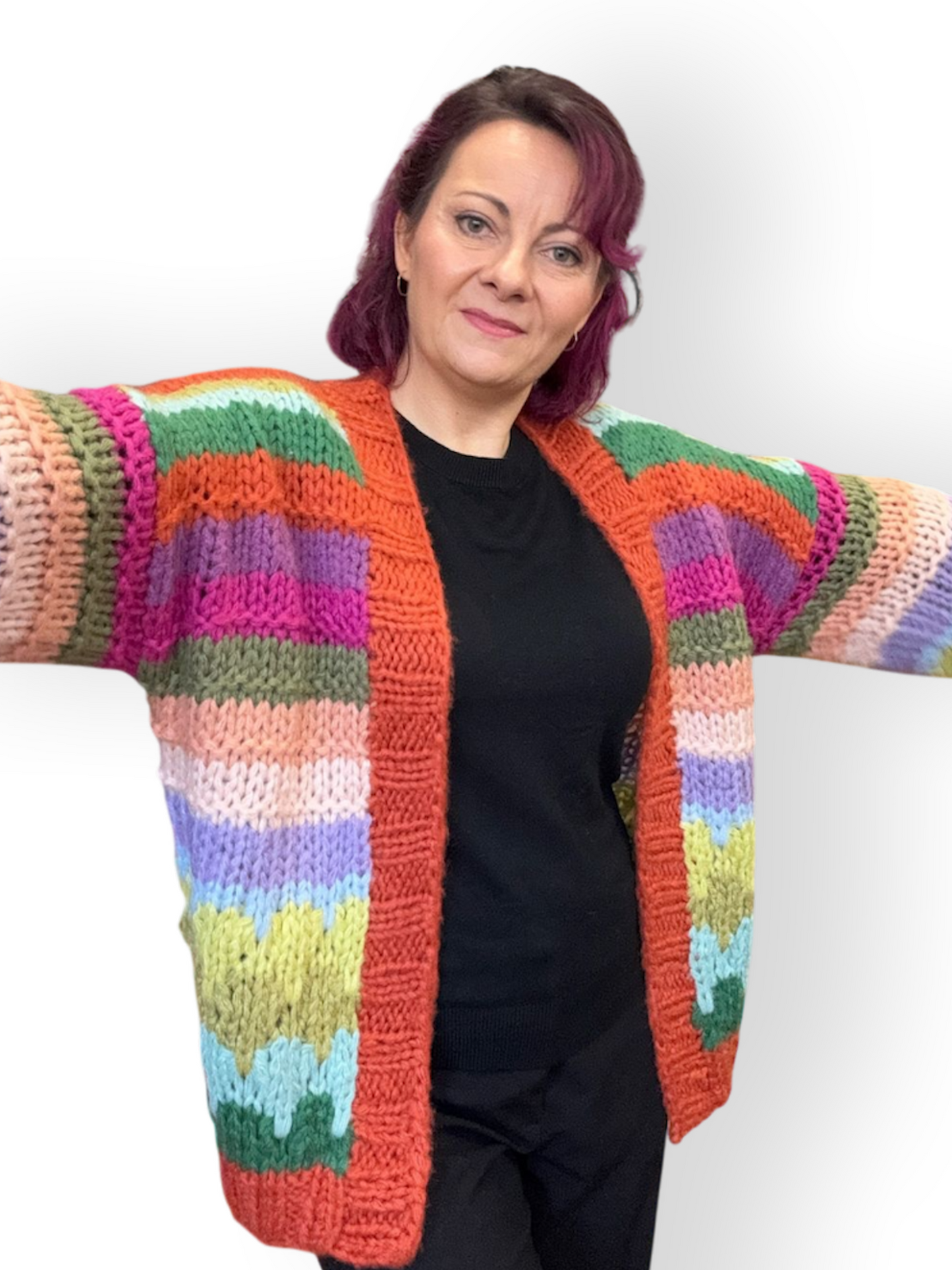 Handmade Rainbow Chunky Knitted Cardigan