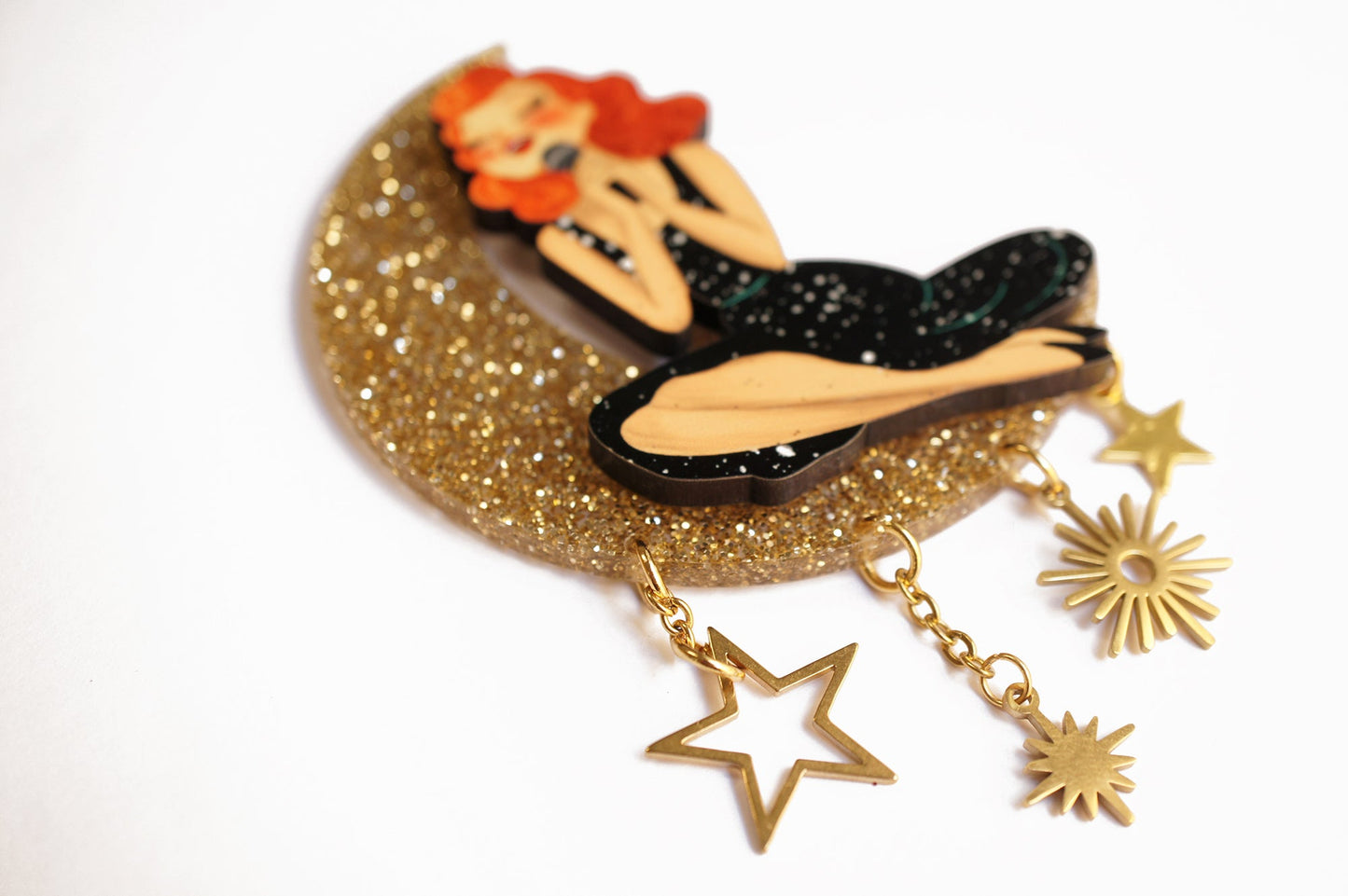 Laliblue Singer Sitting on the Moon Brooch