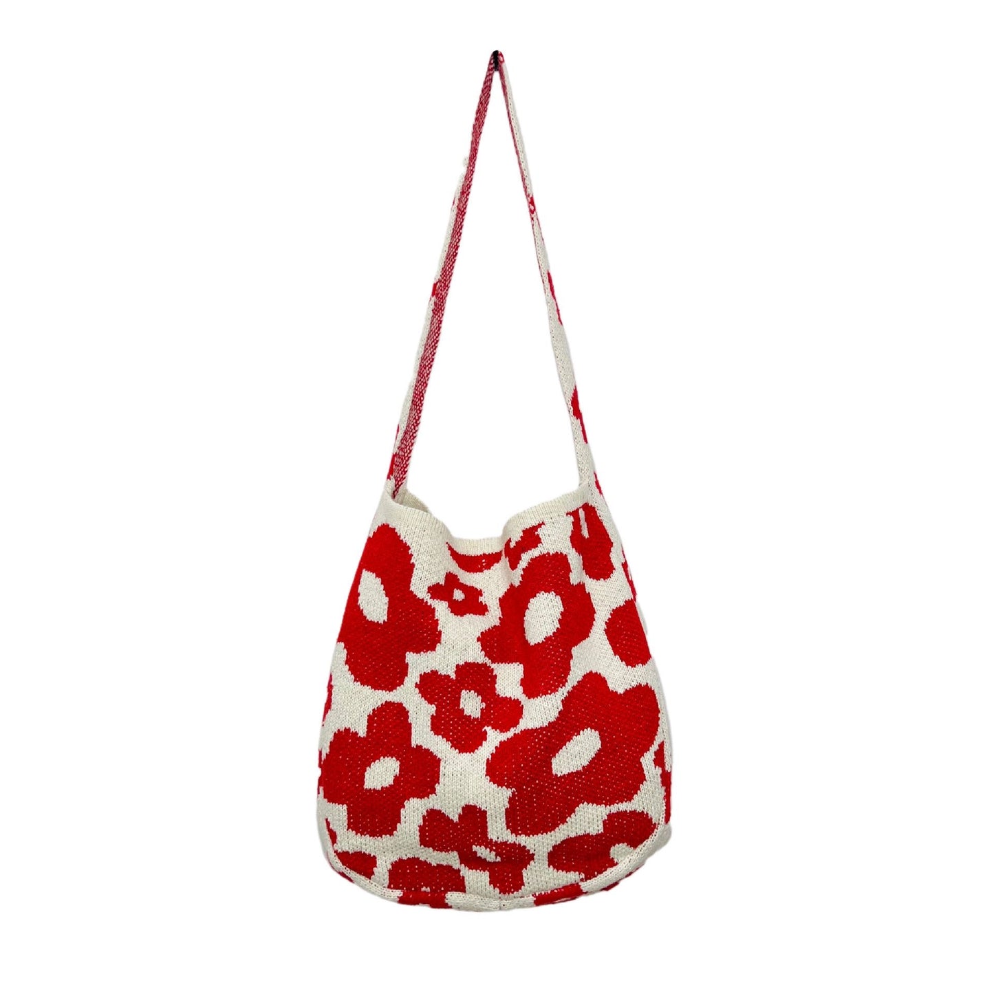 Handmade Knit tote bag -poppy