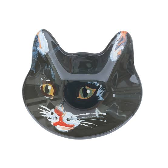 Nathalie Lete Cat face glass plate Black Cat Pre-order – shipping on March 18th March