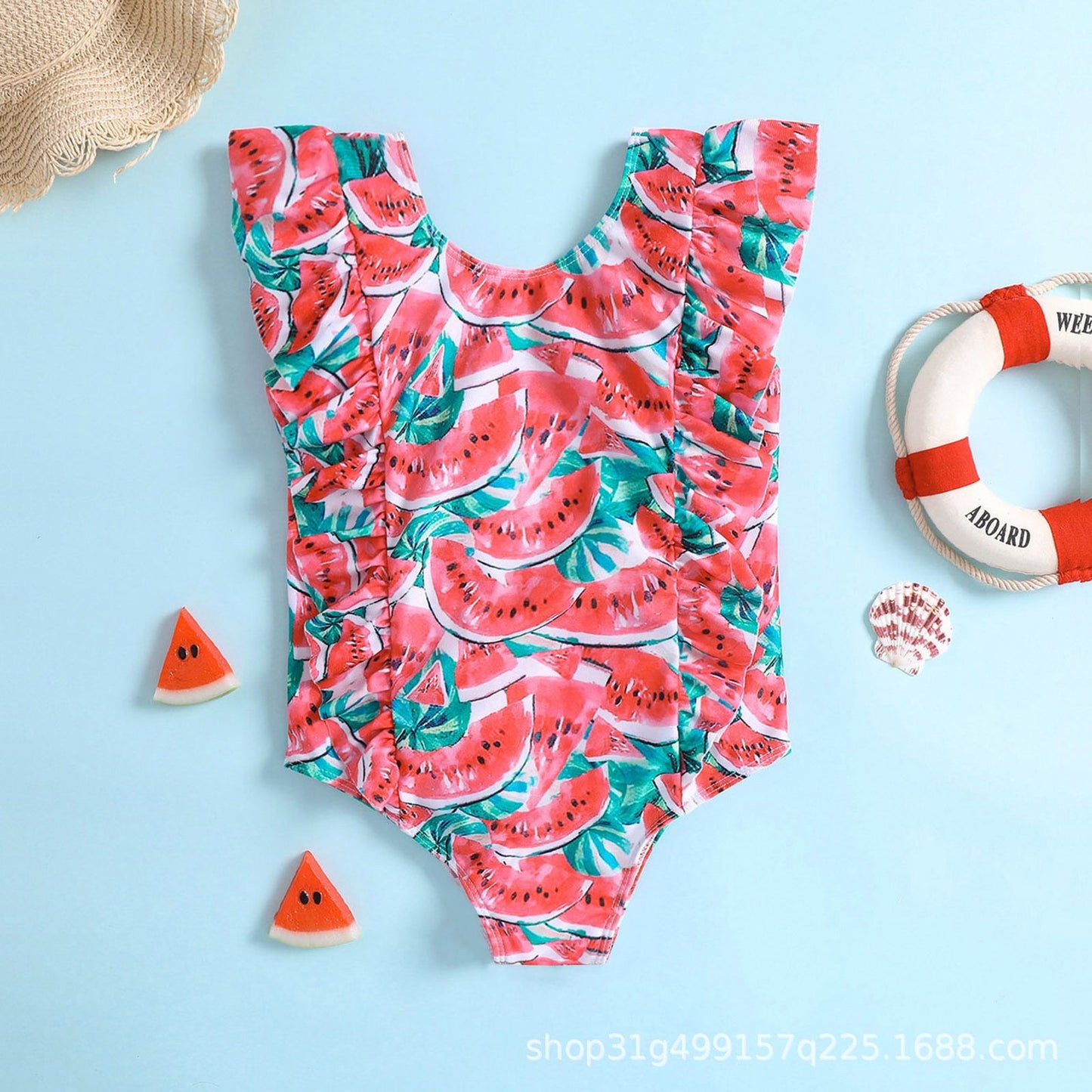 Watermelon print kids swimsuit