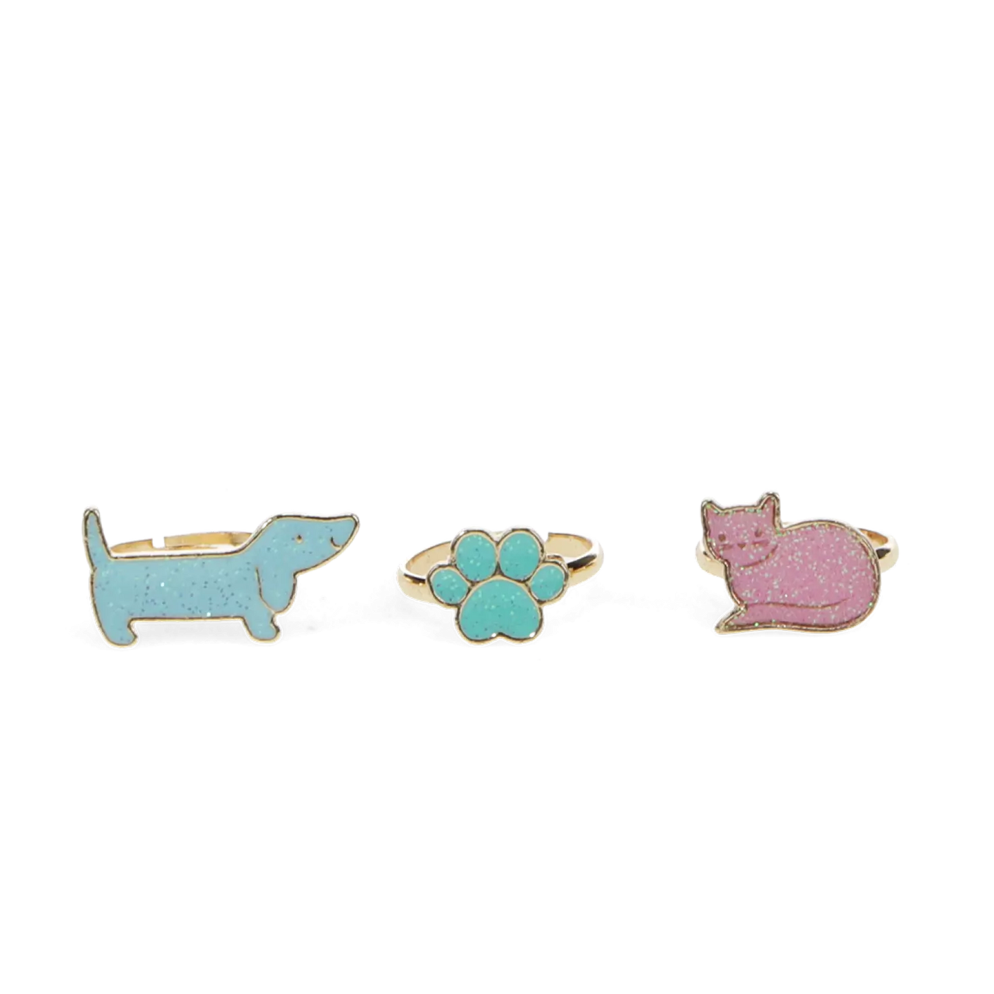 Rex Glitter rings (set of 3) - cat and dog