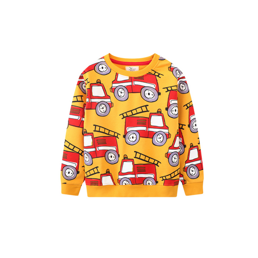 Fire Truck Kids Cotton Pullover