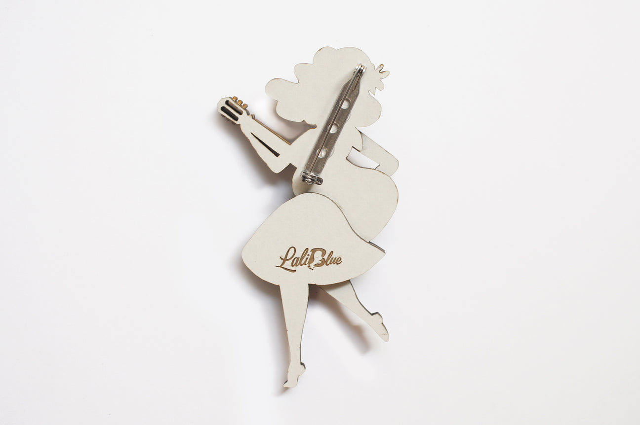 Laliblue Girl playing Guitar Brooch