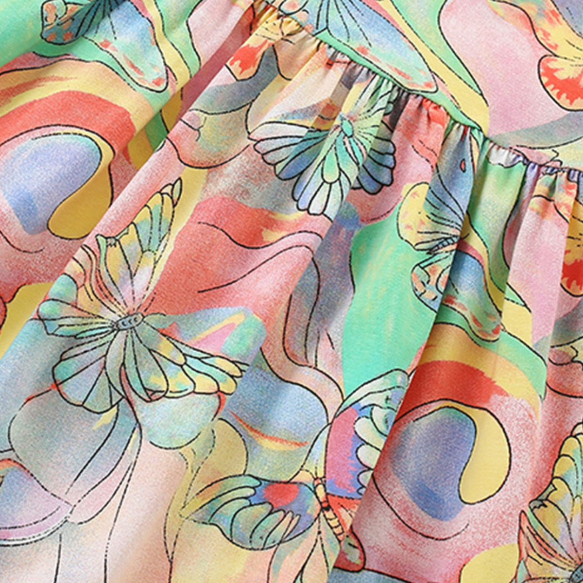 Multicolour Abstract Butterfly Dress