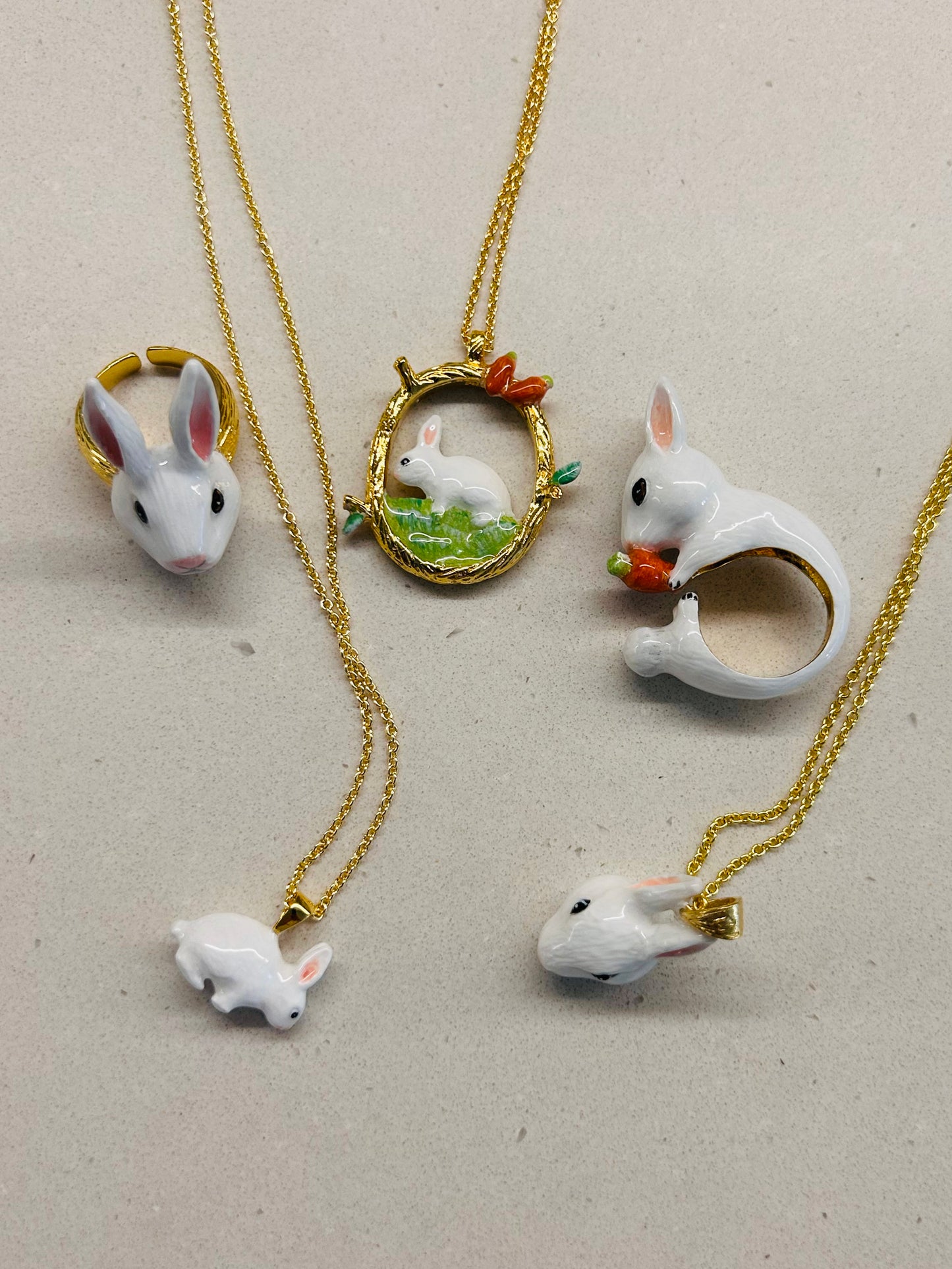 Handmade Bunny Carrot Ring and Necklace