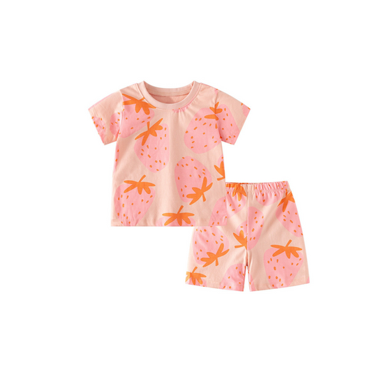 Strawberry Print T-Shirt and Shorts Play Set