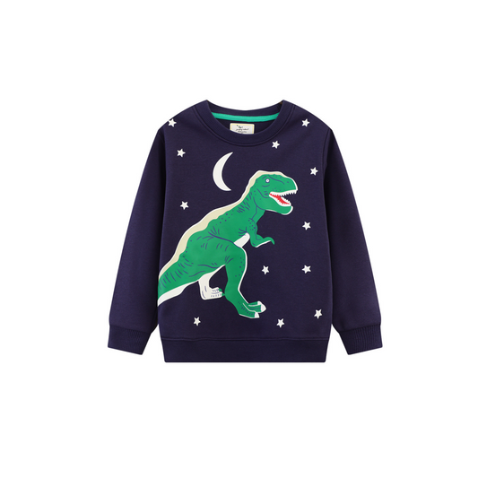 Glow in the dark T-Rex Kids Cotton Pullover