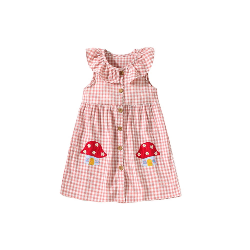 Mushroom plaid pink kids Dress