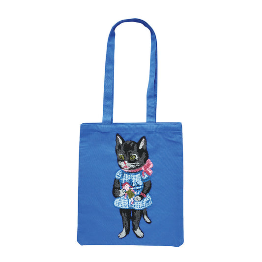 Nathalie Lete Fluffy Rectangle tote bag black cat