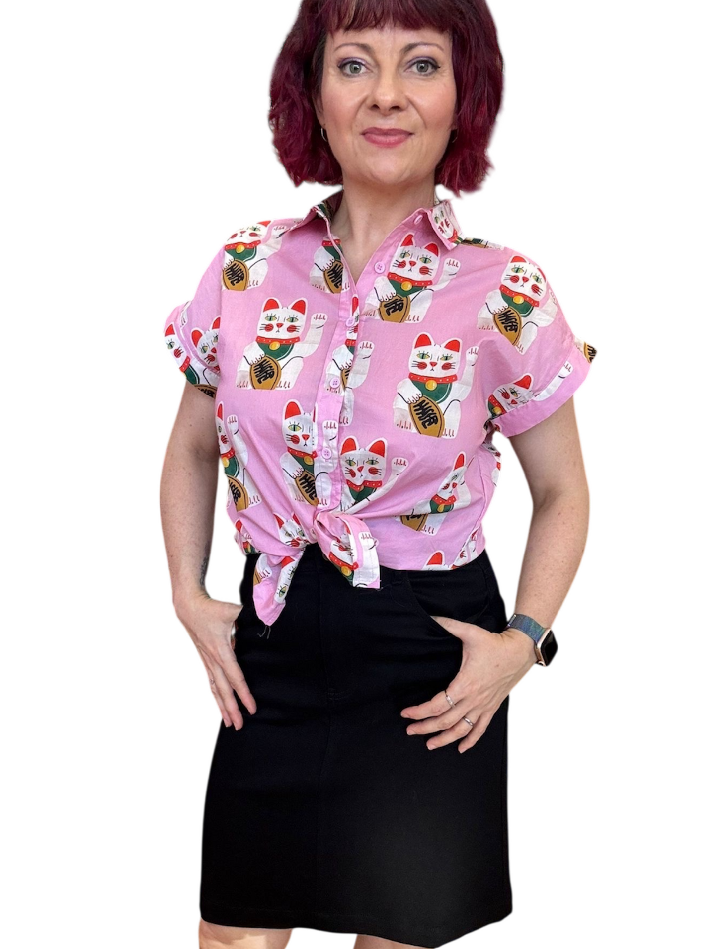 Essential collar shirt - lucky cat