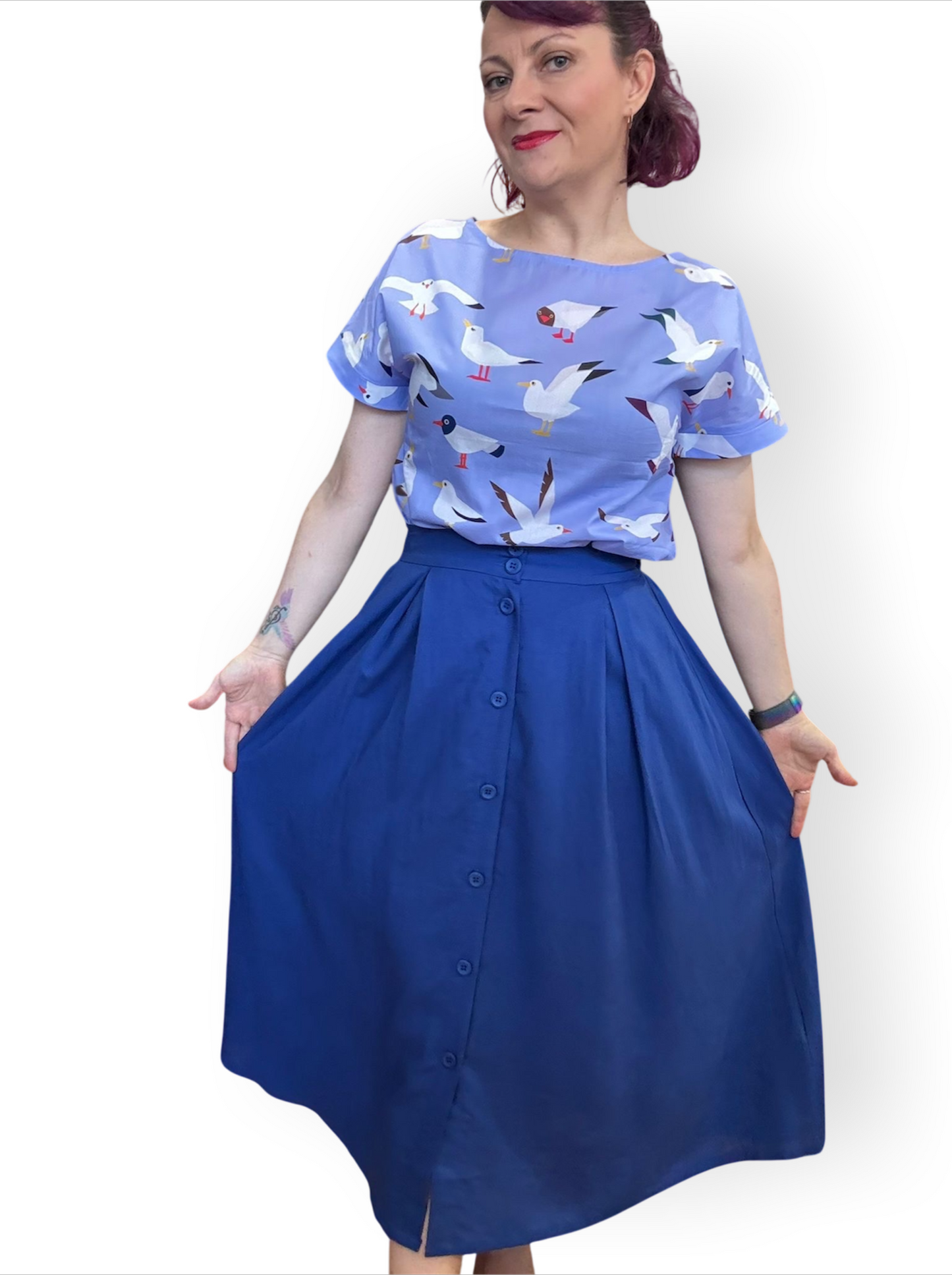 Ashley Skirt Linen cotton - Blue