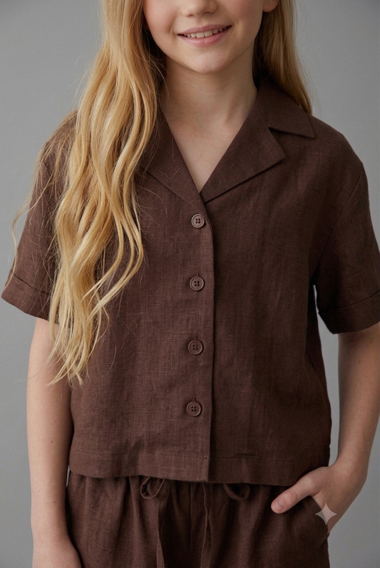 Marina Linen Shirt (Brown)