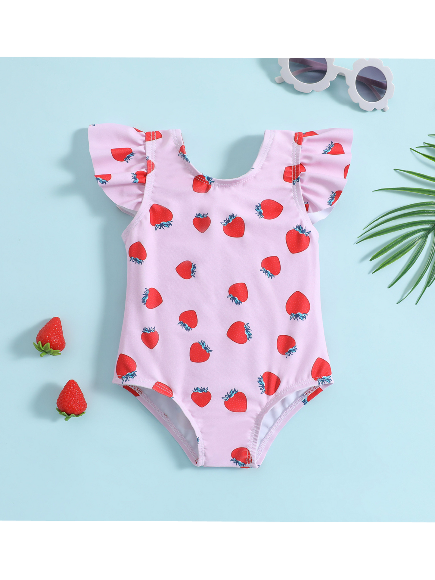 Strawberry print kids swimsuit
