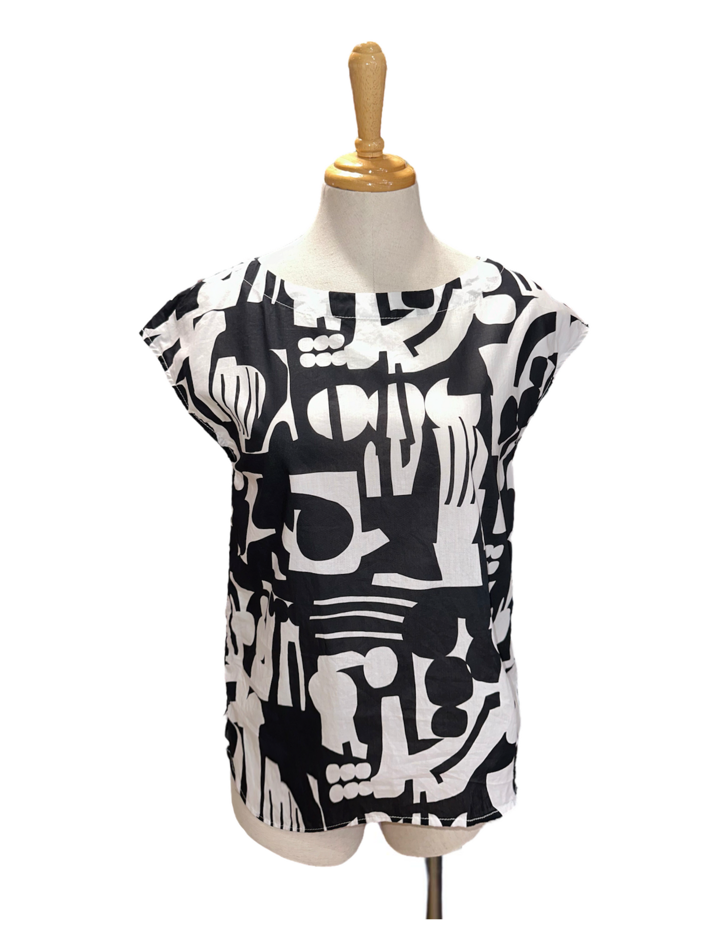 Lindsey Top - black and white abstract (CLEARANCE SALE)
