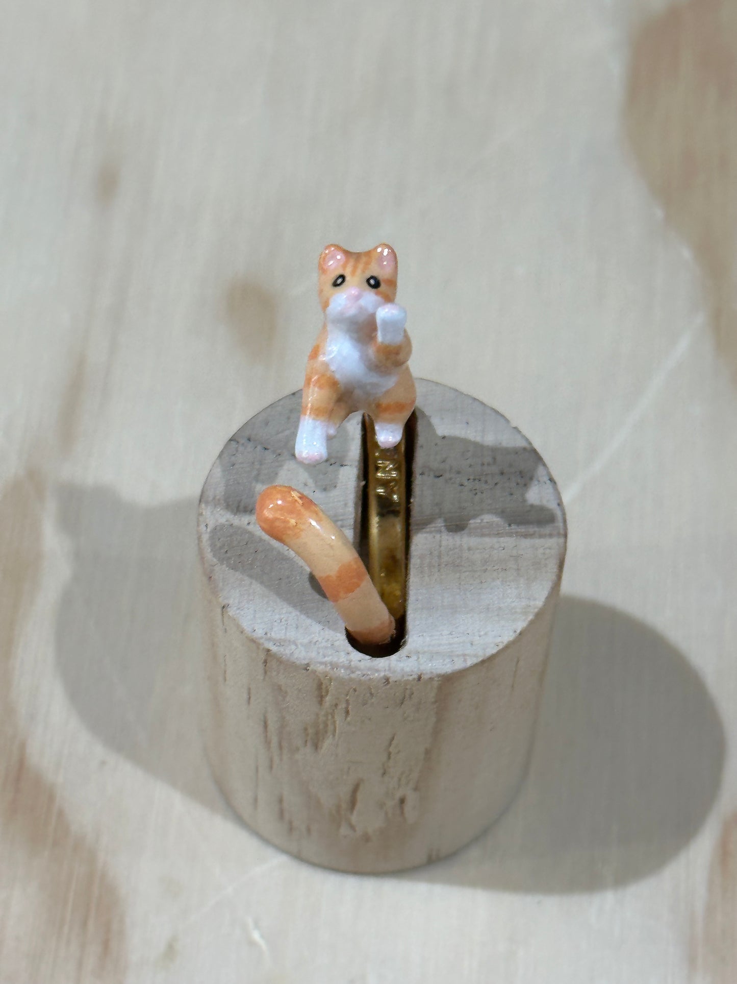 Handmade Cat Sitting Ring and Necklace