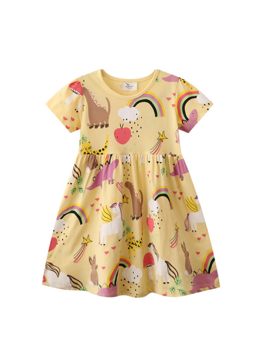 Yellow Unicorn Rabbit Dino  Dress