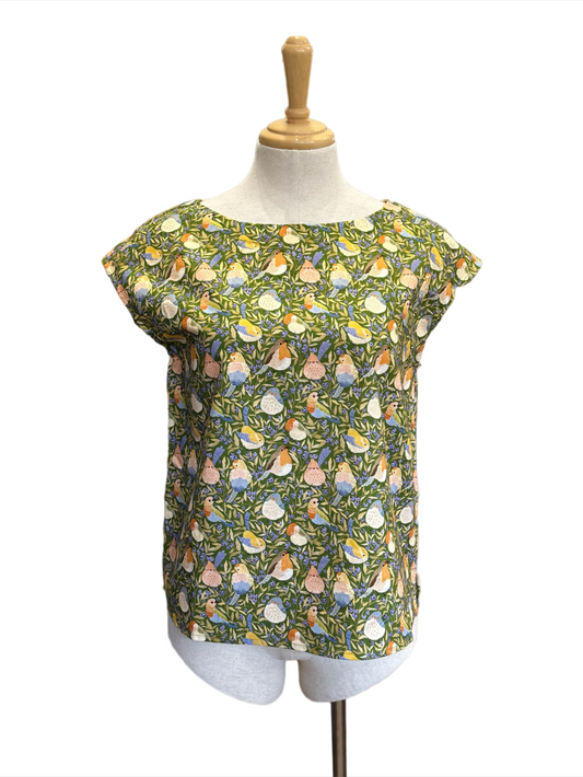 Lindsey Top - blueberry garden olive
