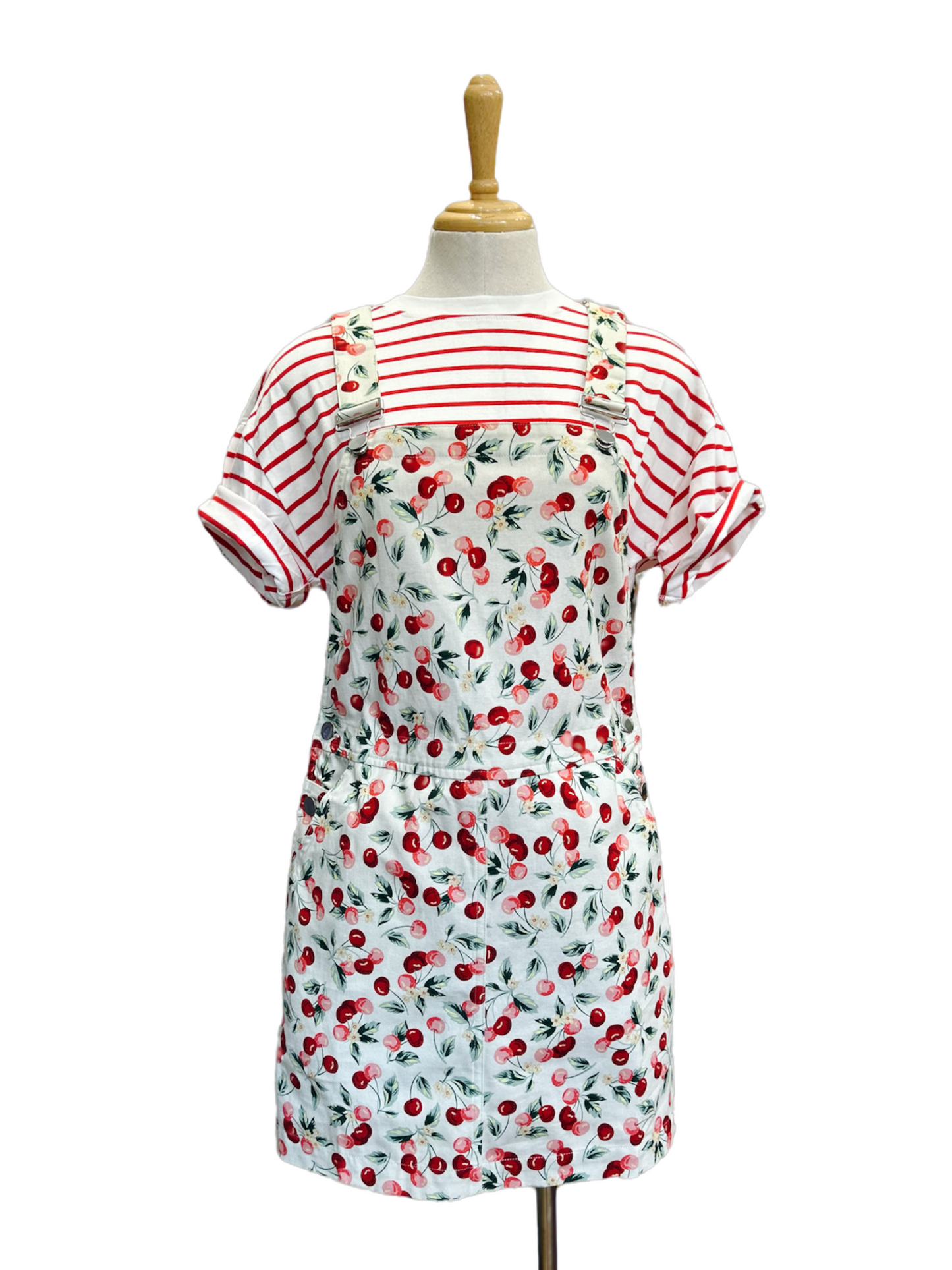 Emily Overall Dress - cherry