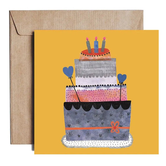 Yellow Birthday cake card