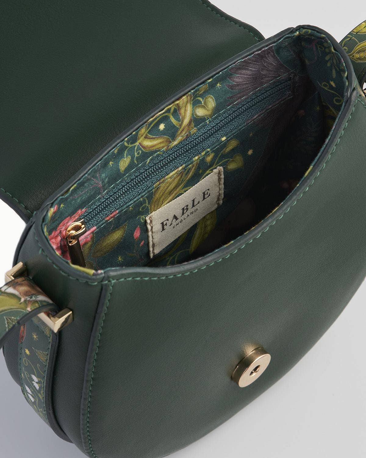 FABLE Into the Woods Green Saddle Purse