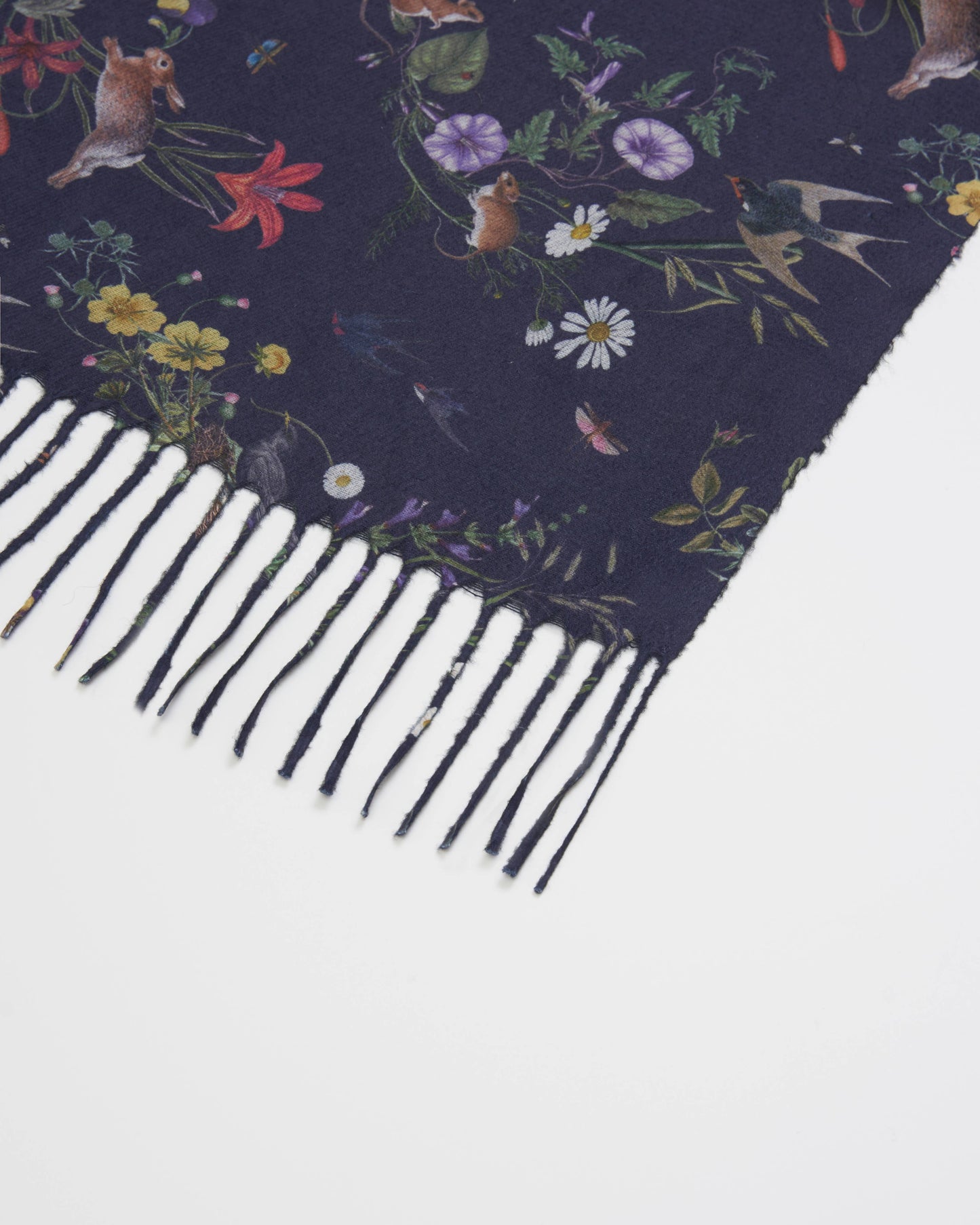 FABLE Navy Running Bunny Toile Fringe Scarf