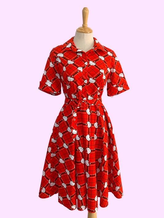 Audrey Dress - Kawaii Kitty (last Size 10 ONLY)