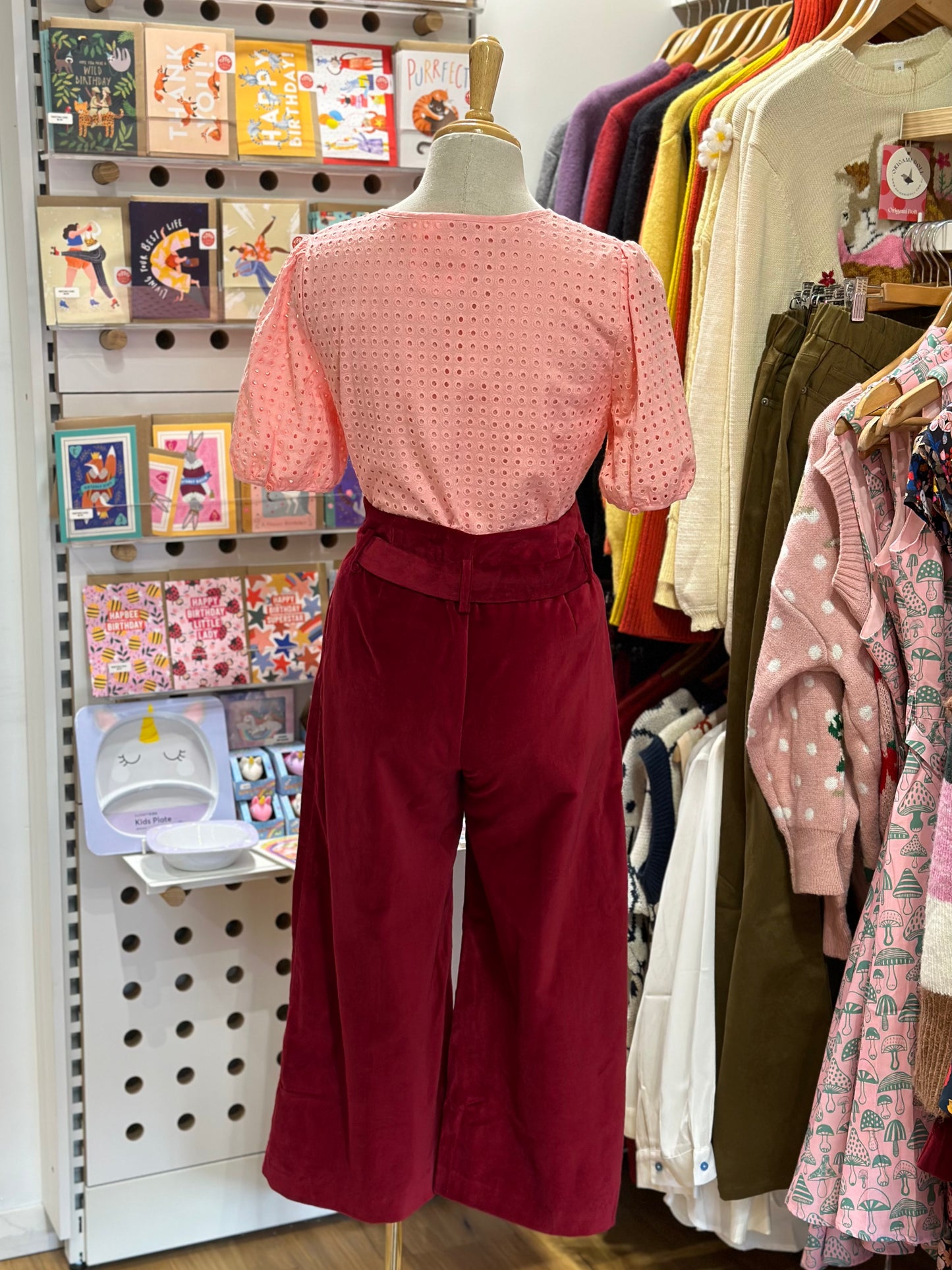 Zoey Pants - cotton corded velveteen Red (Clearance Sale)