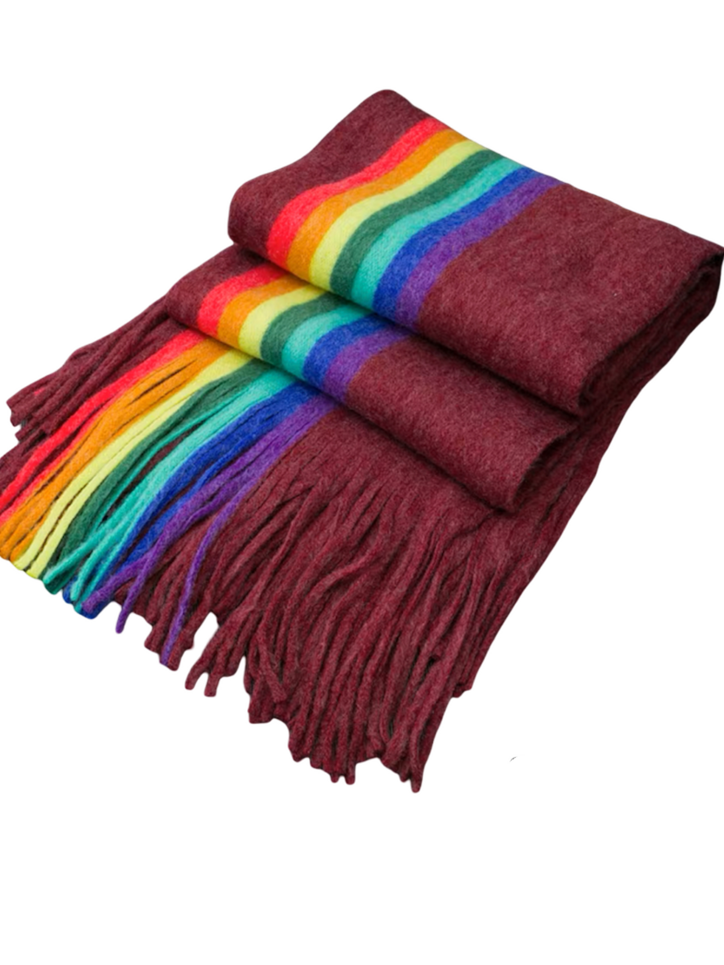 Rainbow knit scarves