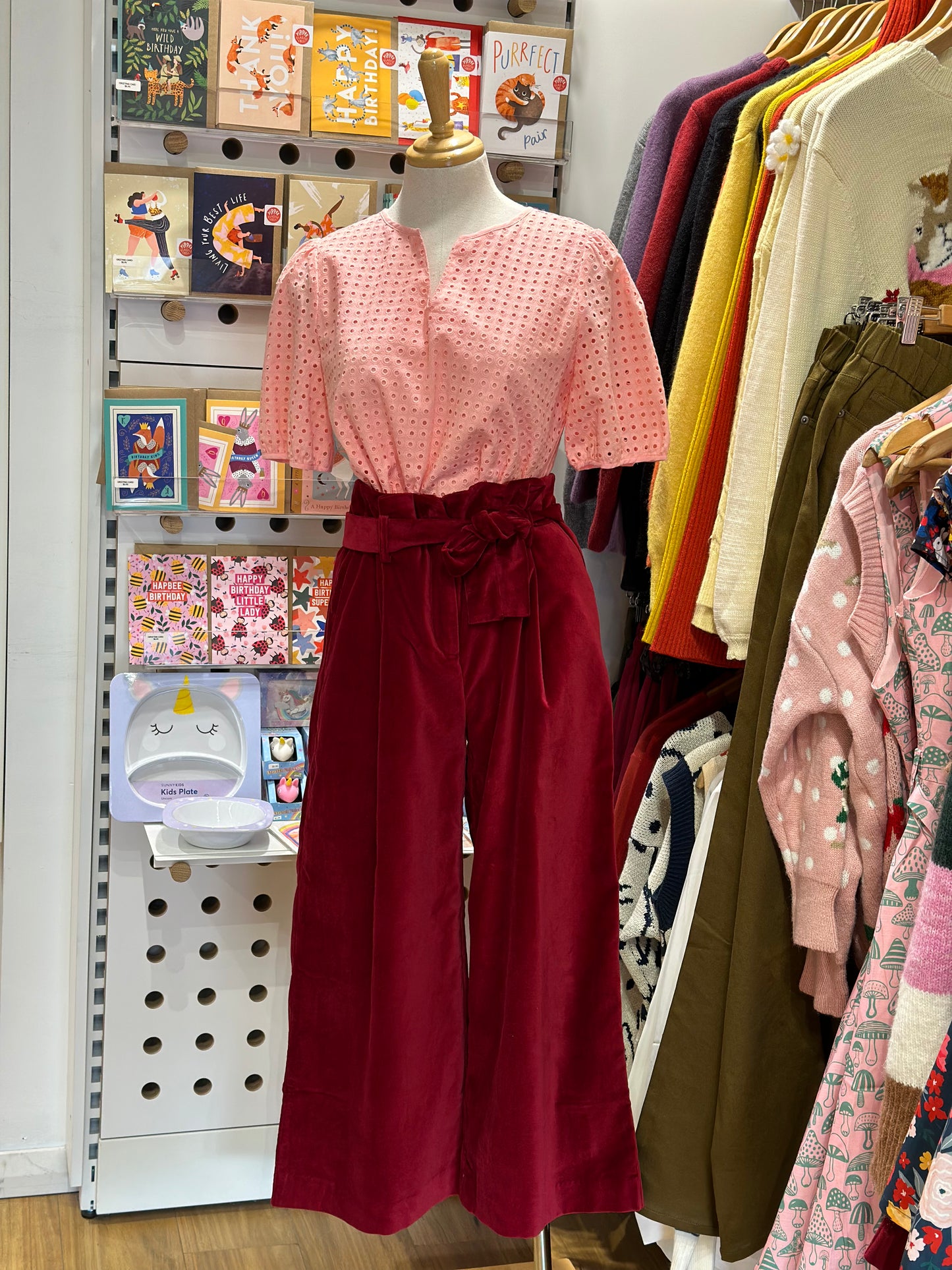 Zoey Pants - cotton corded velveteen Red (Clearance Sale)
