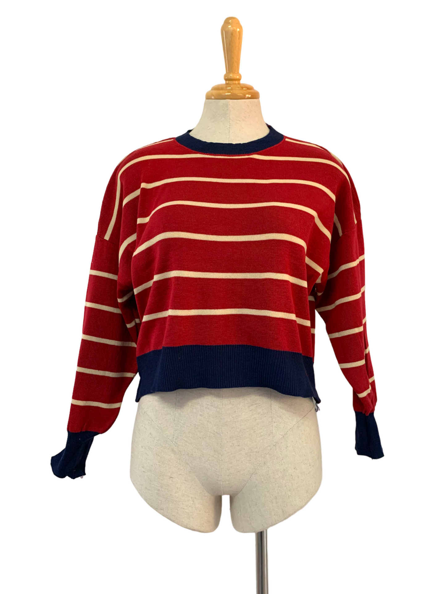 Retro stripe cropped pullover