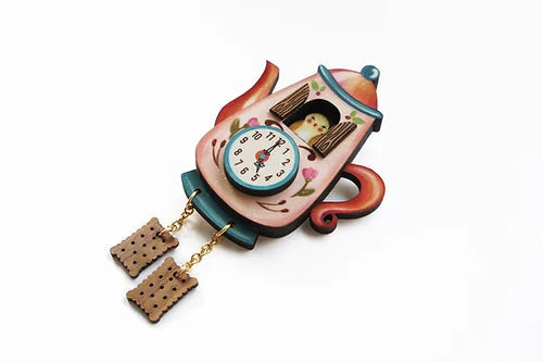 Laliblue Teapot Clock Brooch