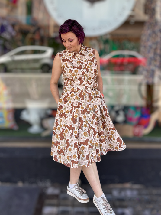 Lighthouse Guest Dress - sausage dog flowers (CLEARANCE SALE)