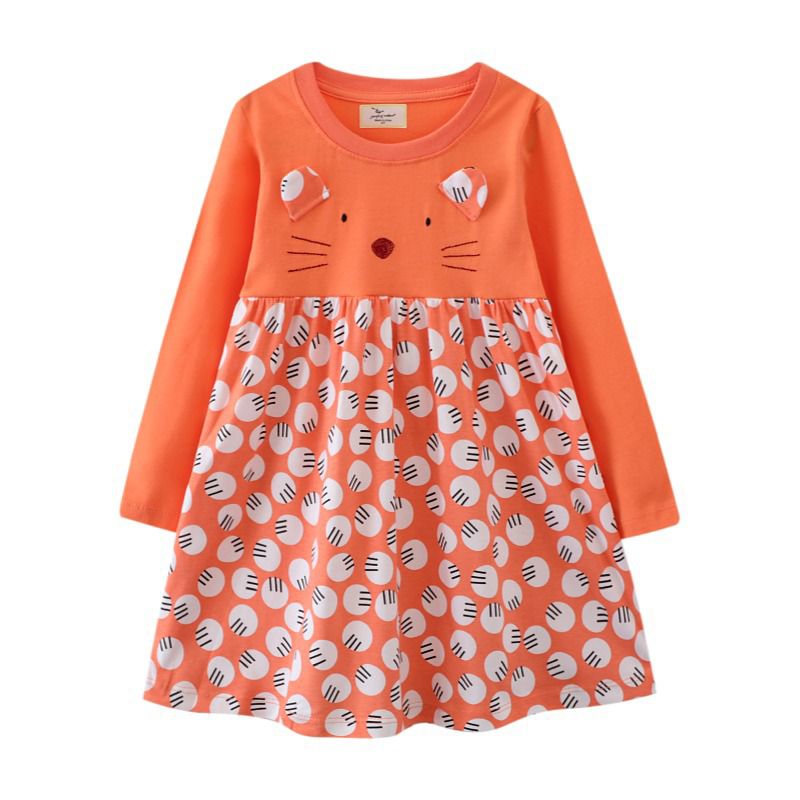 Orange Polkadot Cat girl dress (Low in stock /3,5& 6yrs old)