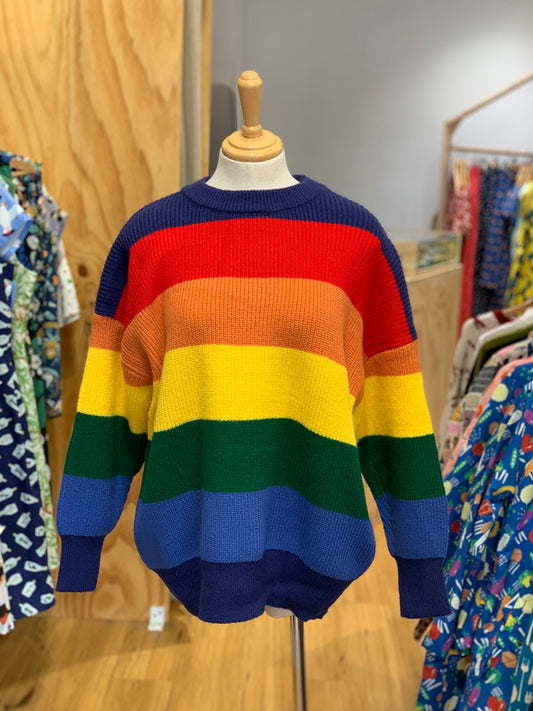 Rainbow striped pullover