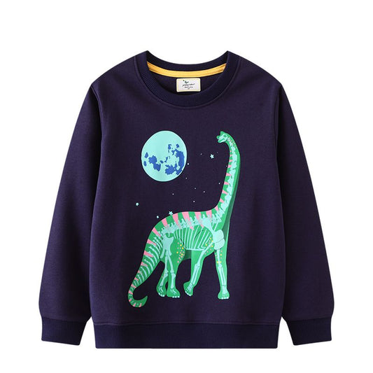 Dinosaur and moon glow in the dark pullover