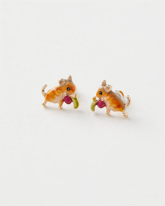 Fable Enamel Vole Stud Earrings: Matchbox