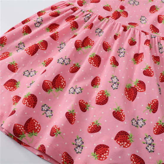 Pink strawberry cotton girls dress( Last one / 3 yrs old)