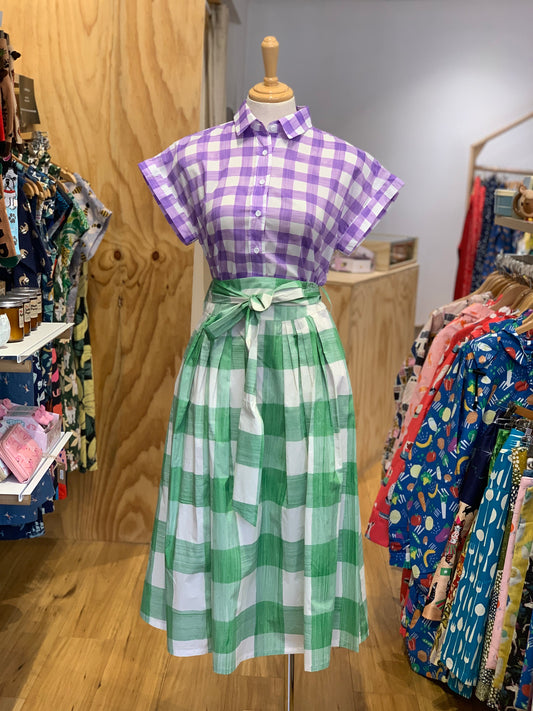 Camila Skirt - Green plaid (Low in stock/ Size 6&14)