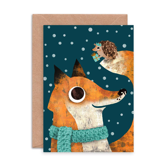 Fox & Hedghog Single Greeting Card